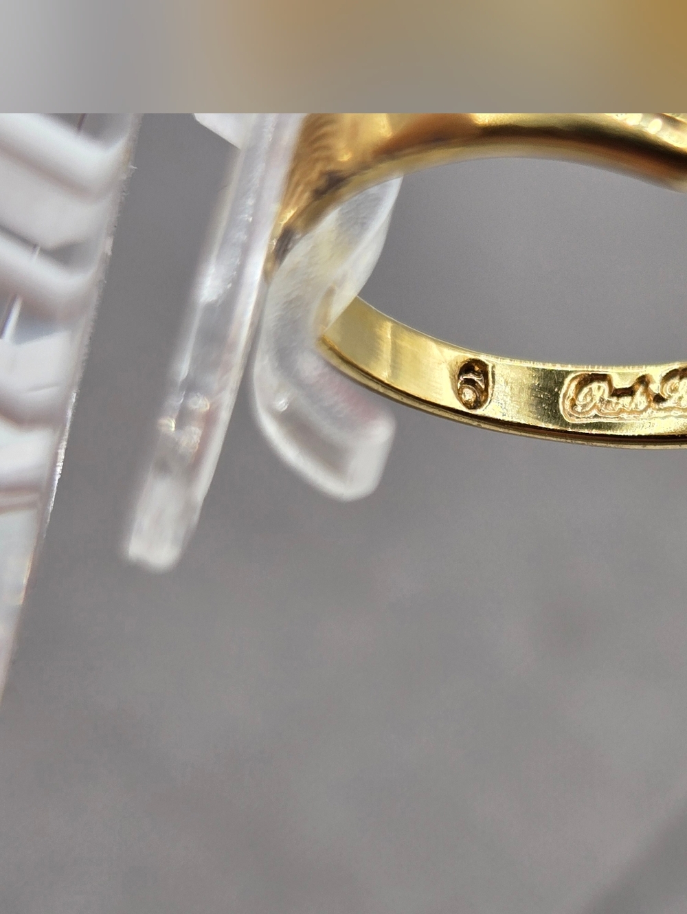Gold Love Script Ring with Pink Gem - Picture 5 of 7